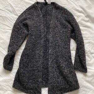 Blackish Gray Boucle like Open Sweater